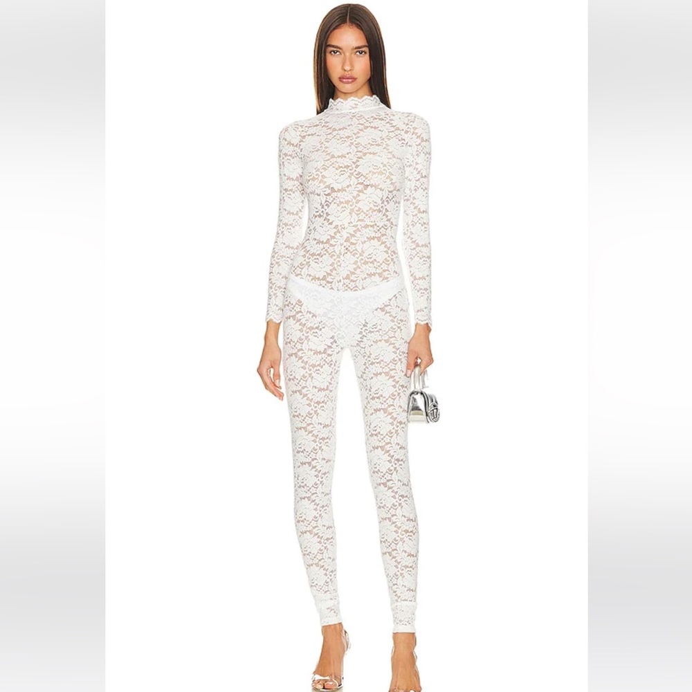 Kim Shui White Lace Sheer Leggings Jumpsuit